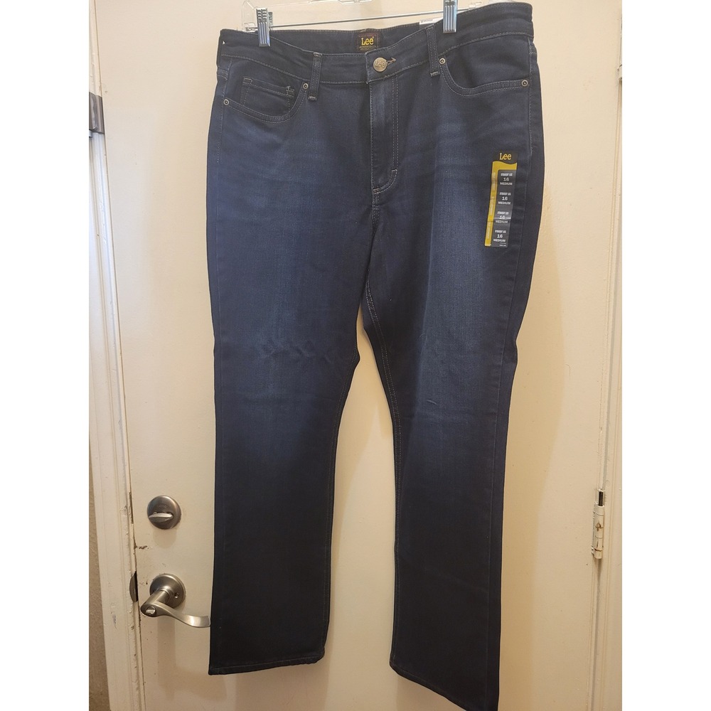 NWT Lee Legendary Straight Leg Jeans  Dark Wash Denim Womens 16 Medium NEW 708